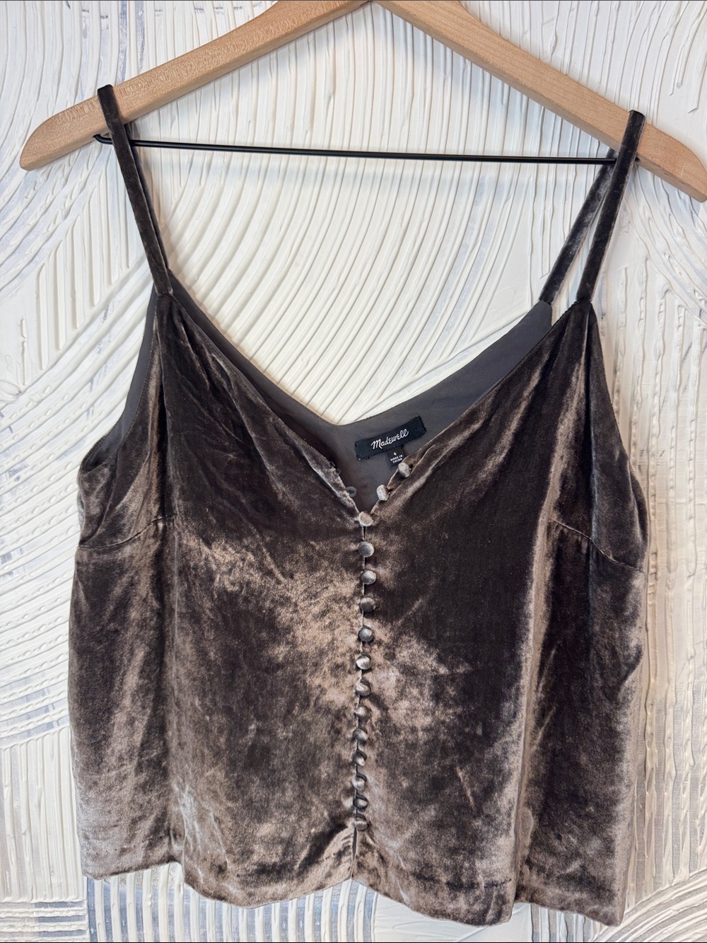 Madewell Charcoal Velvet Button-Front Cami N0633